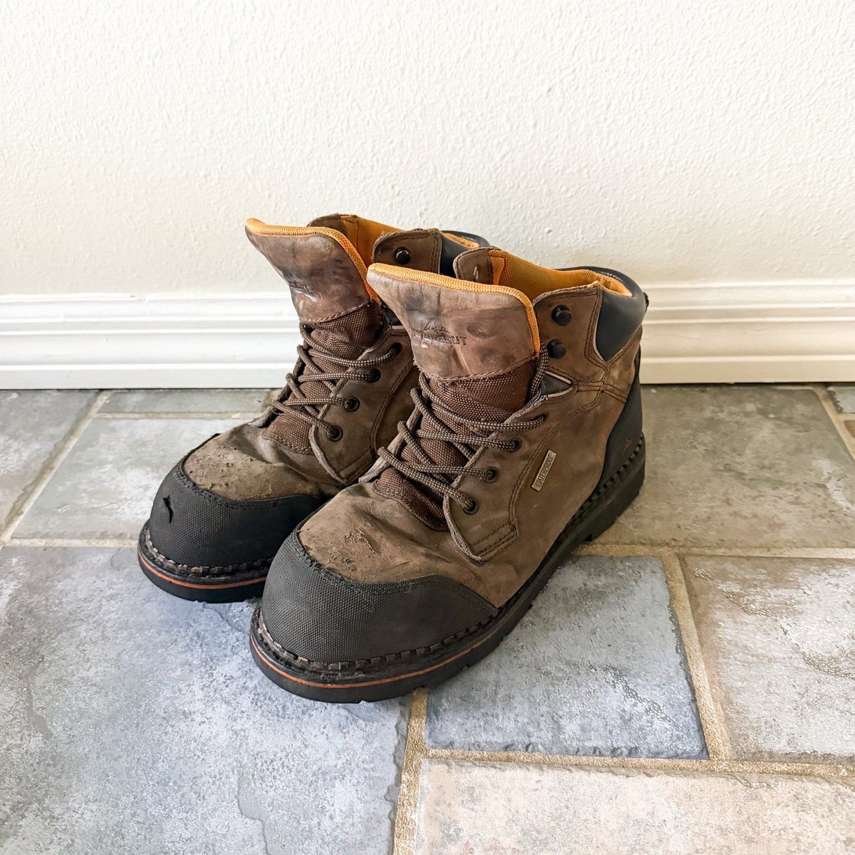 Ridgecut Mens 10W Work Boots Brown Leather Waterproof Steel Toe‎ Utility Rugged Ridgecut Waterproof Workmen main image 3