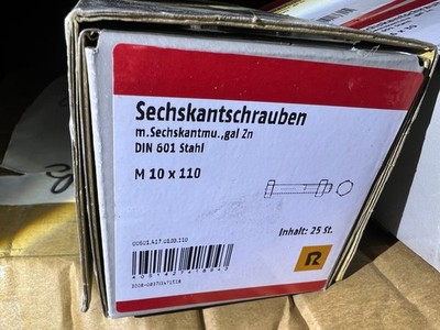 Maschinenschrauben M10x110mm inkl.Muttern 25Stück verzinkt DIN601 / H2Breg4
