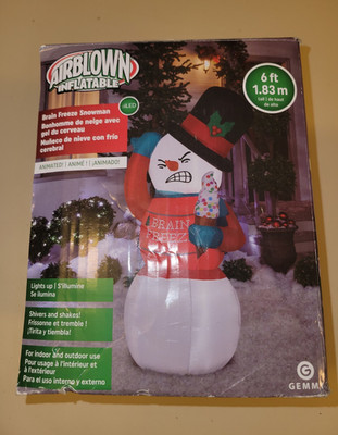 Gemmy Airblown Inflatable 6 ft Brain Freeze Snowman Animated LED Lighted