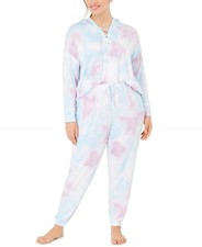 Jenni Womens Plus Size Printed Lace-Up Hoodie  Pants Pajama Set Size 2X