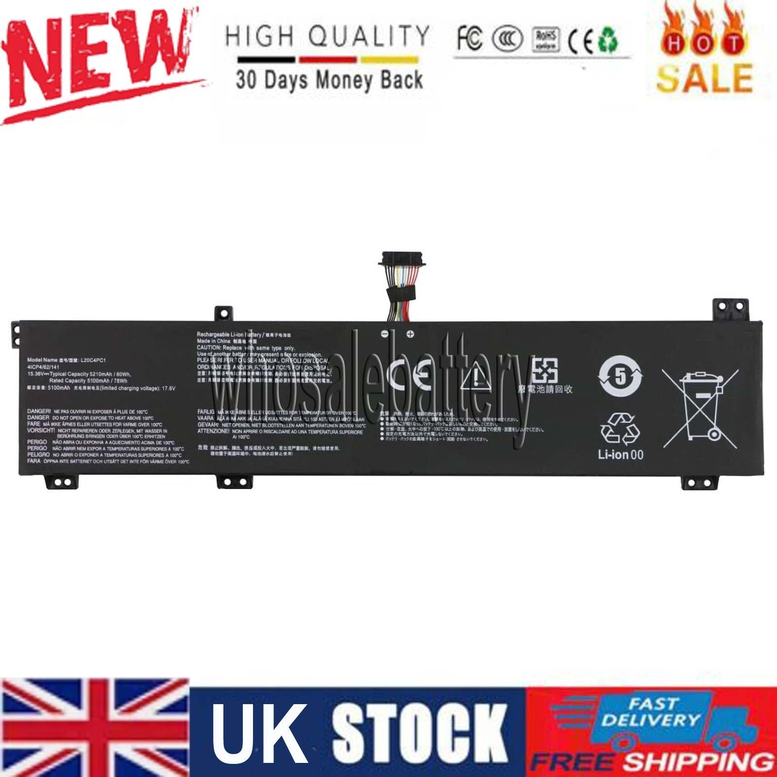 New L20C4PC1 L20M4PC0 Battery For Lenovo Legion 5 Pro-16ACH6 16ACH6H 16ITH6