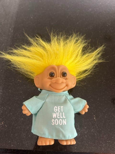 russ berrie troll doll - Get Well Soon 4" tall plus hair-Great condition