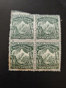 Nowa Zelandia 1900 "Mount Cook" 1⁄2d jasnożółto-zielone znaczki X4