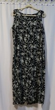 Erika Sleeveless Black and White Floral Midi Dress Size L