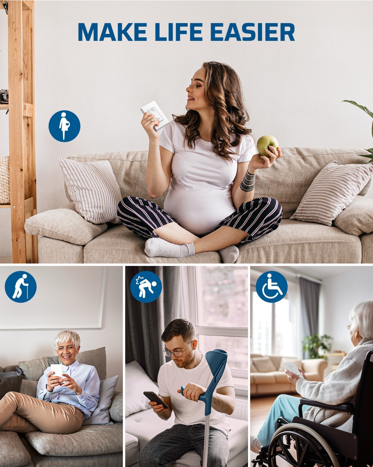 DEWENWILS Wireless Remote Control Outlet 15A Wall Switch No Wiring 100FT