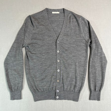 Suitsupply V Neck Cardigan Mens Small Grey Pure Merino Wool Fine Knit Jumper