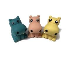 SQUEAKY HIPPOS, RUBBER DOG TOYS (Set of 3)