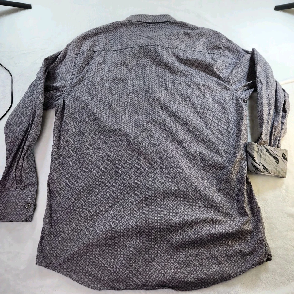 Jerry Garcia Camisa Abotonada Manga Larga Puño Abatible Hombre Grande Gris/Negro Foto 2 de 4