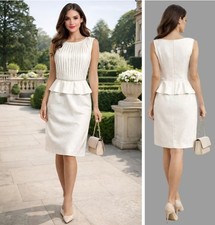 💥SALE💥TED BAKER OCCASION DRESS SIZE 2 UK10 IVORY SLEEVELESS PENCIL OVER KNEE#6