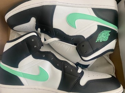 nike air jordan 1 Mid Green Glow White Black Shoes Men's Size 11.5