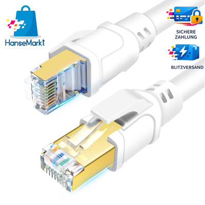 LAN Kabel CAT 8 12m F/FTP 40Gbps 2000MHz Ethernet für Gaming Router