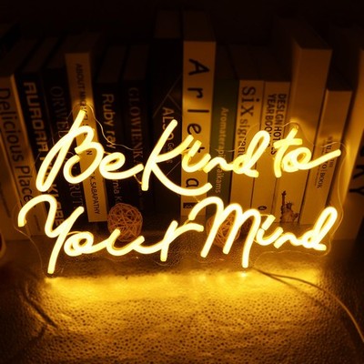 Be kind to Your Mind Neon LED Sign Hippie Letters Reusable Neon Lights for Wa...
