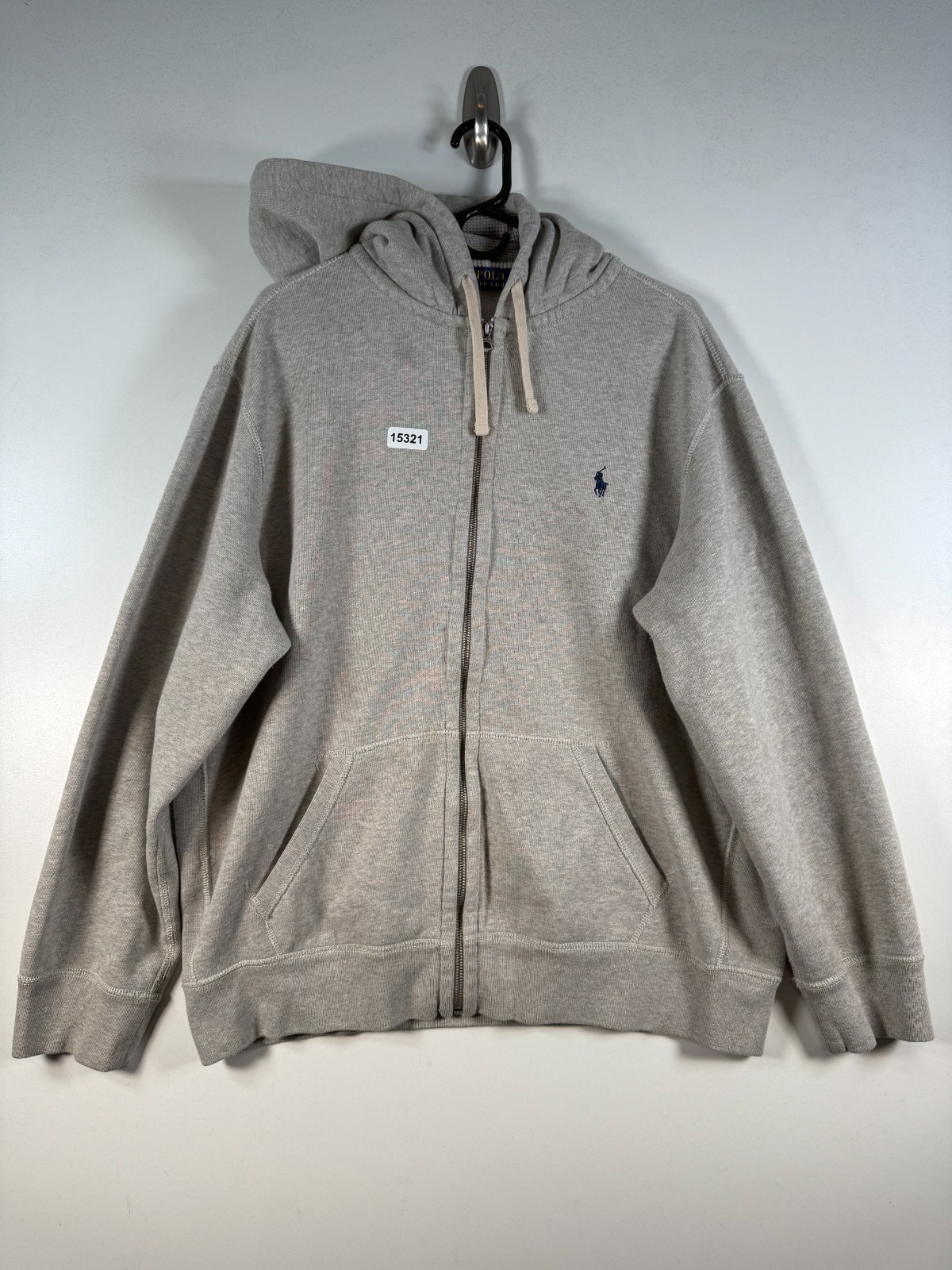 Polo Ralph Lauren uomo full zip pony felpa pile felpa con cappuccio grigio taglia 2XL 27x5x28