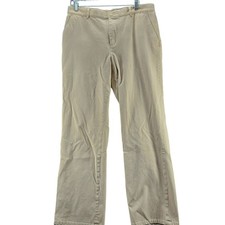 Chaps Womens Pants Beige Size 14 Cotton Blend Button Zip Close Pockets Stretch