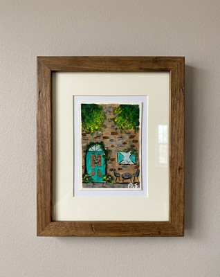 ACEO Original Gemälde Cafe Bistro Türkis Tür Miniatur Kunst von PKS