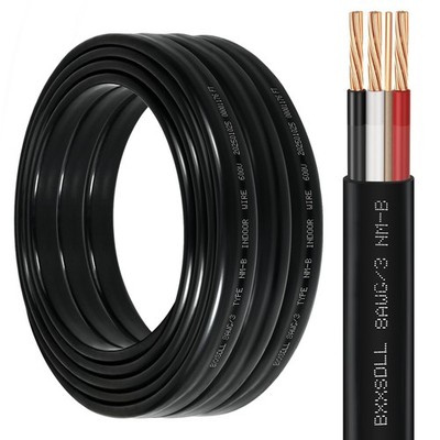 25FT 8/3 NM-B Wire with Ground - 8 AWG 3 Conductor Copper Electrical Cable for O