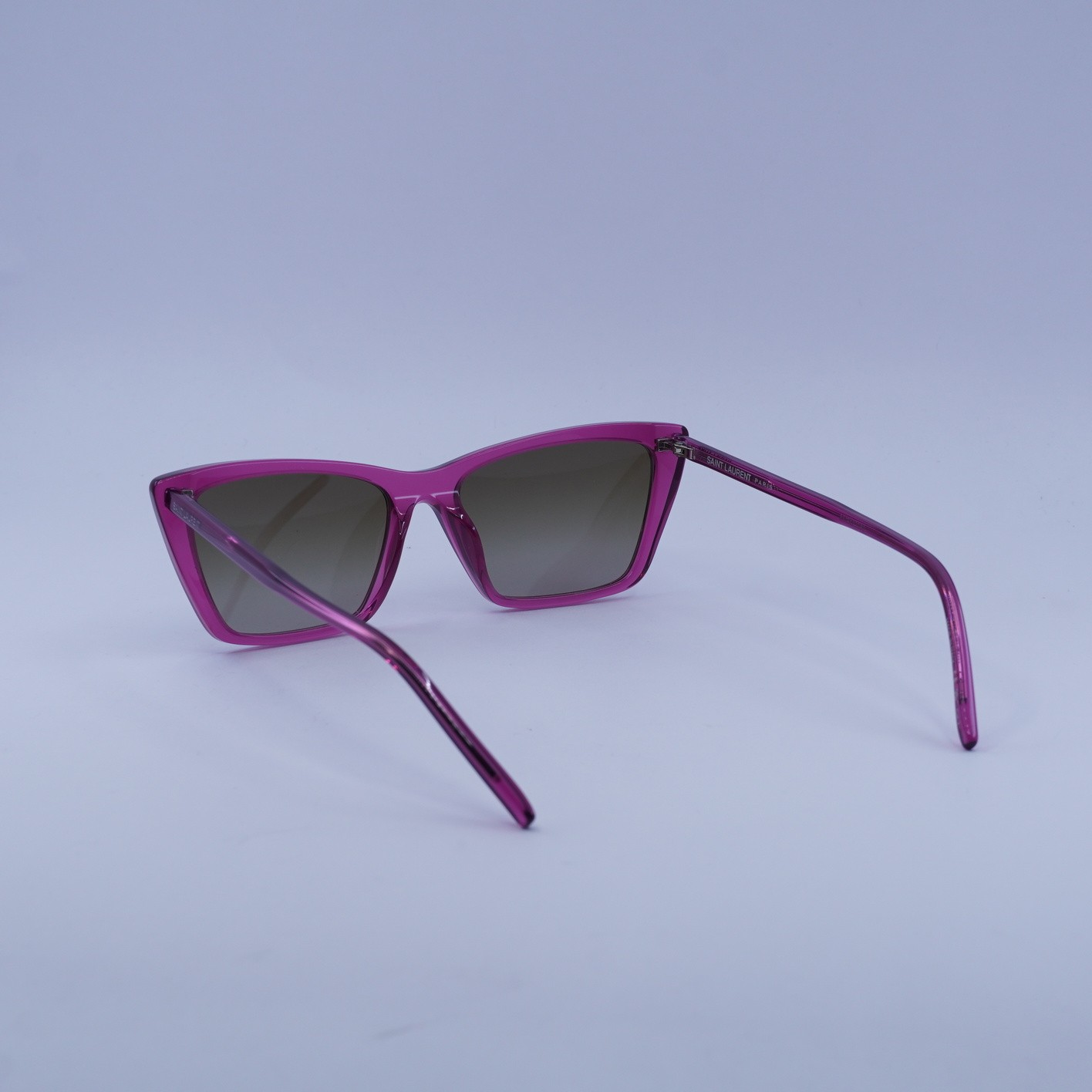 Nuovo Saint Laurent SL737 MICA THIN 006 trasparente ciclamino cachi sfumato 54 ...