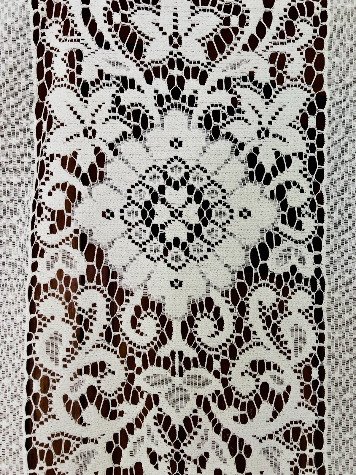 1 Of 4 VTG HEAVY CREAM OFF WHITE FLORAL LACE LONG SCALLOPED CURTAIN PANELS 60x85