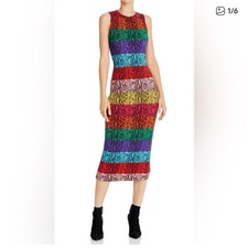 Alice + Olivia Delora Rainbow Snake Print Midi Dress Size 0