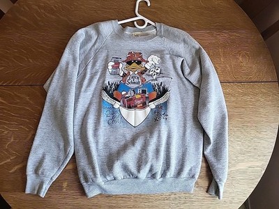 Schmidts Sweater Vintage 80s Catch A Schmidt Grey Made In USA Fishing Boat Duck