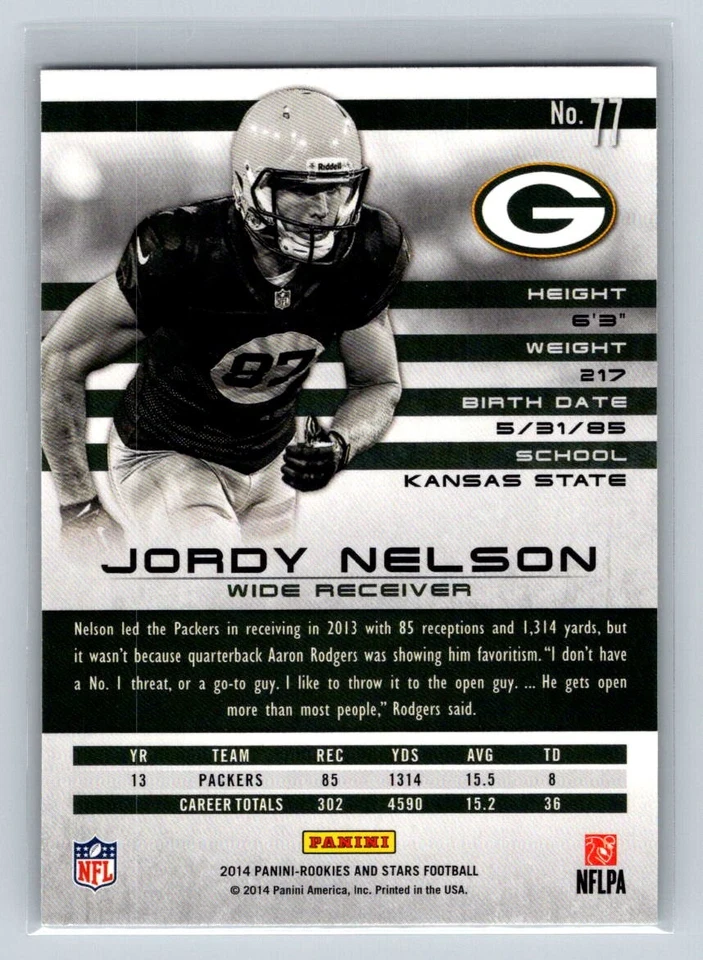 Jordy Nelson 2014 Panini Rookies & Stars #77 Green Bay Packers - Image 2 of 2