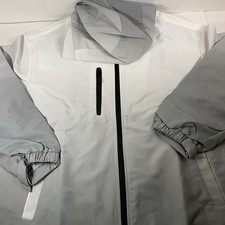 NWT- Women's Windbreaker Hooded Jacket Hurricane White Gray Full Zip-Large