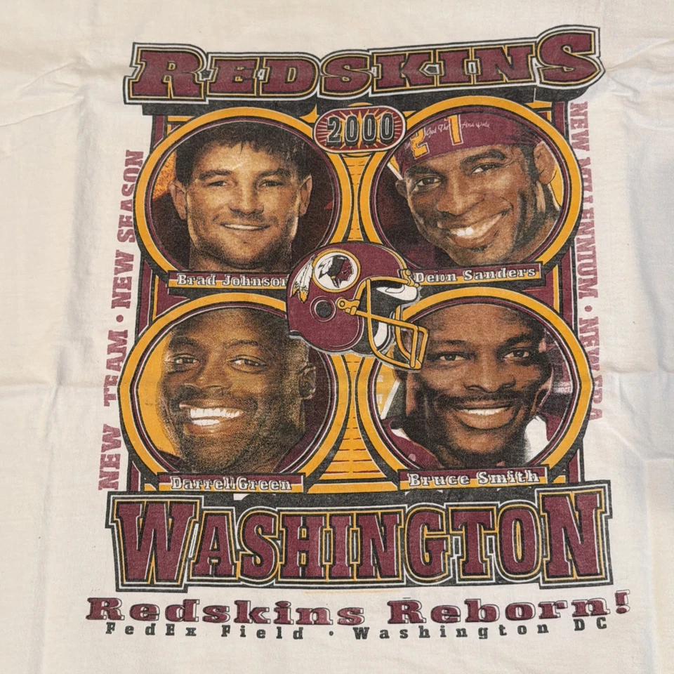 Camiseta de fútbol americano vintage 2000 NFL Washington Redskins Deion Sanders Bruce Smith XL Foto 2 de 4