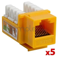 5x Cat6 RJ45 Punch Down Keystone Jack CAT6 Network Ethernet RJ45 Yellow Lot NEW