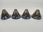 Vintage Stained Slag Glass Floral Light Fixture Pendant Lamp Shades Set of 4