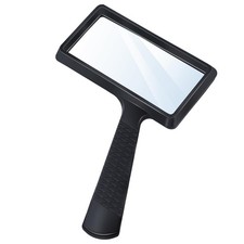 5X Rectangle Reading Magnifier, Large Handheld Magnifying 4" x 2", Black