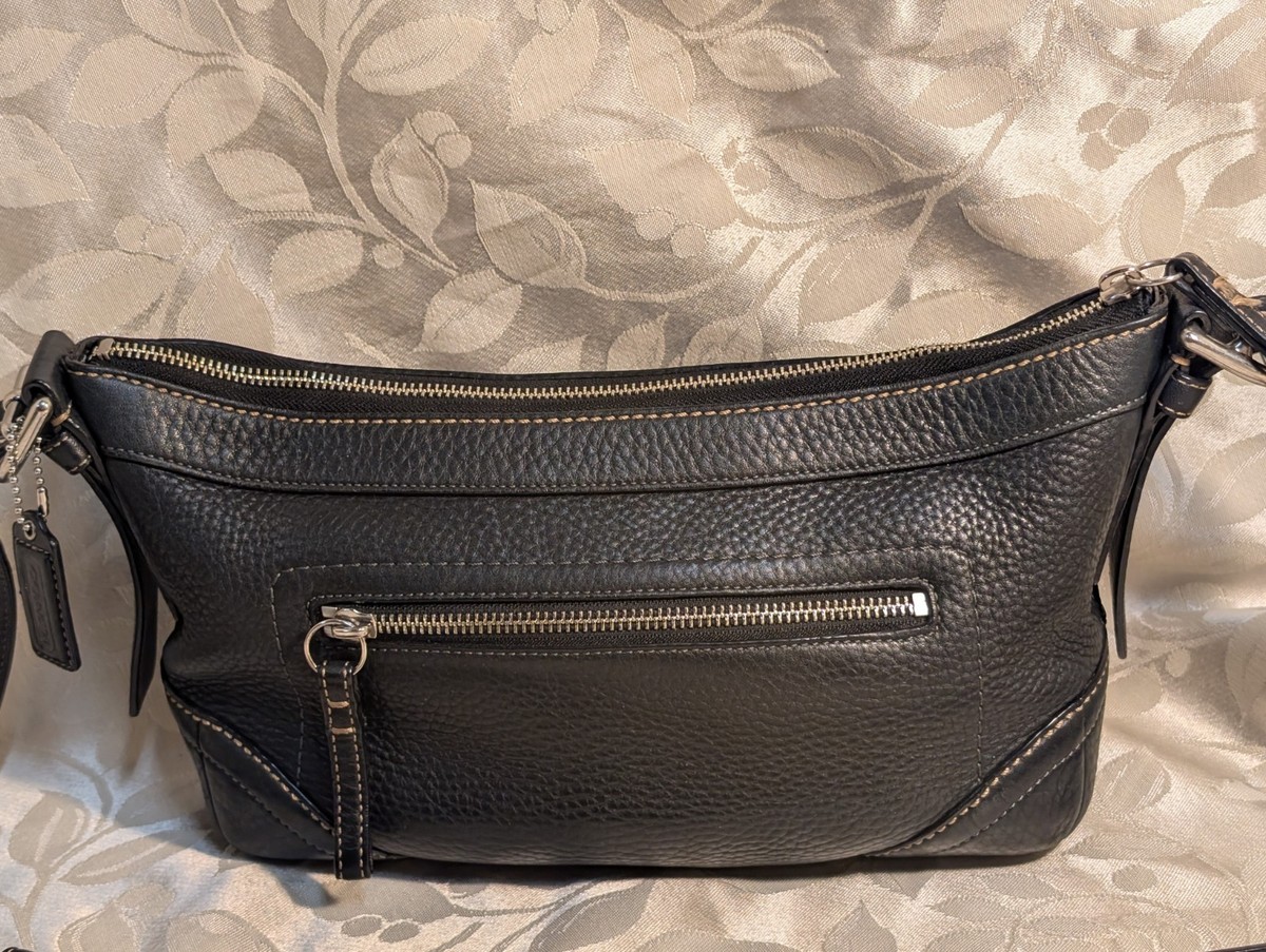 Vintage Coach F12321 Shoulder Bag black pebble leather Y2K retro