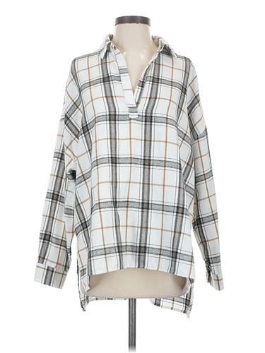 AEMI+CO Women Silver 3/4 Sleeve Blouse S