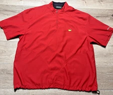 Masters Collection Windbreaker Golf Jacket L Red Short Sleeve Pullover 1/4 Zip