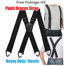 Heavy Duty Elastic Suspenders for Men Trouser Pants Braces 4Clip Strap-Work Belt
