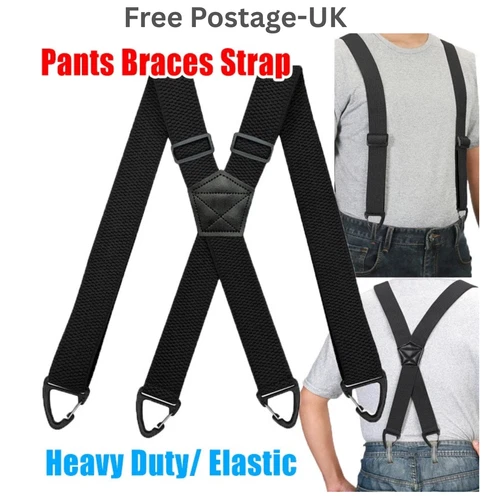 Heavy duty elastic suspenders for men with 4 metal clips Y-shape design