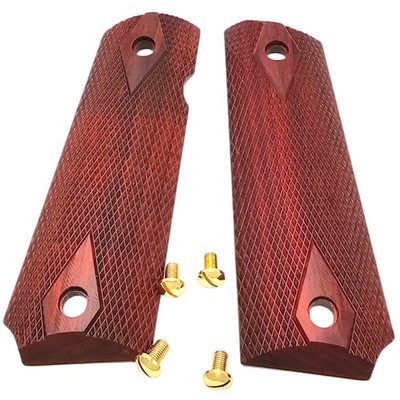 Elite ROSEWOOD 1911 Government Ambi Cut Double Diamond Grips w/ 24K Gold Screws