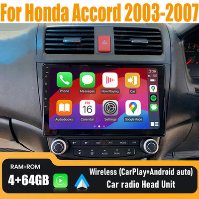 9'' Wireless Carplay Android Auto Head Unit Radio Kit For Honda Accord 2003-2007