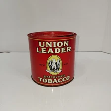 Vintage Union Leader Tobacco Tin- Round - Eagle Motif Dents See Photos 