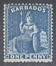 BARBADOS SG66 1874 1d Deep Blue. P14, Mint MNG, Cat �140