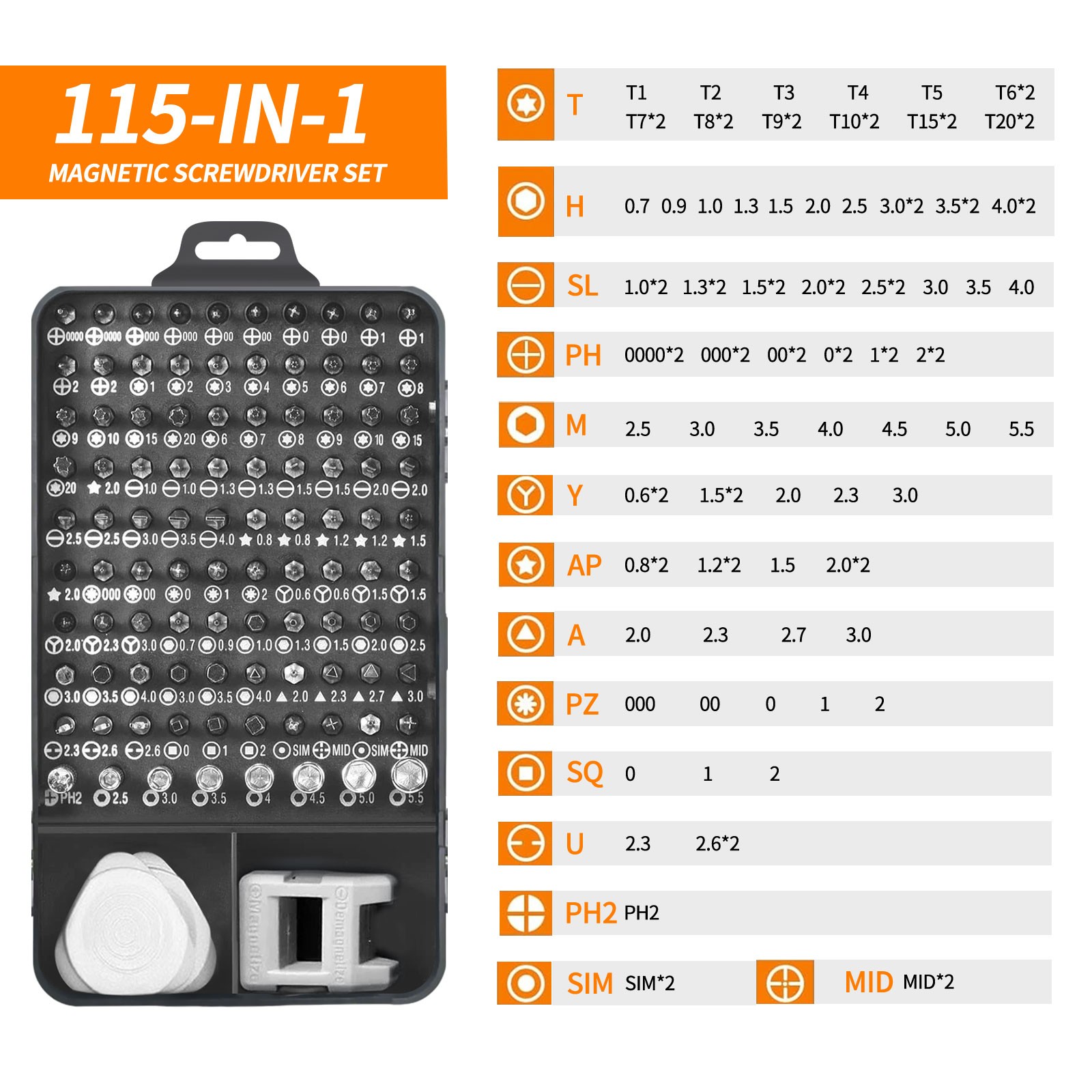 115-IN-1 Magnetic Precision Repair Screwdriver Set PC Phone Electronics Tool Kit