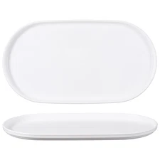2Pcs Fast Food Serving Trays, 12x6.6" Oval Trays, White