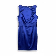 NWT Talbots Petites Royal Blue Satin Sleeveless Sheath Dress  Size 10P