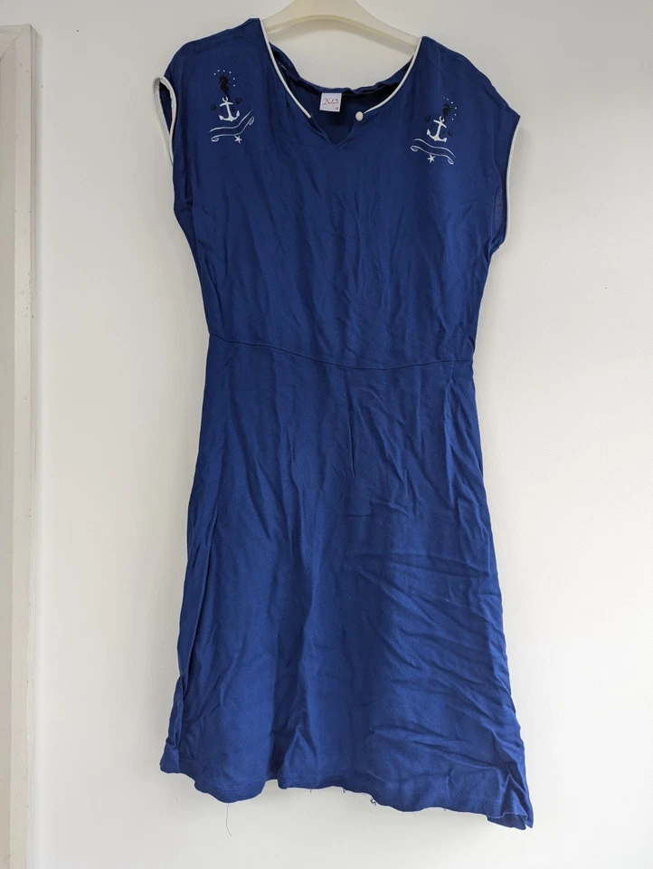 Vestido Ancla Azul Marino Por Pussy Deluxe Talla M 14 Rockabilly Collectif Lindy Bop  Foto 2 de 4