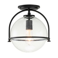 Wohnzimmerlampe Deckenleuchte Deckenlampe Schwarz Stahl Glas D 28,2 Cm 1-Flammig