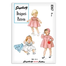 Baby 6 mos Sewing Pattern Simplicity 8367 Dress Coat Bonnet Jacket Designer's