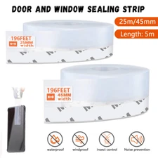 25/45mm 5M Door Seal Strip Weather Stripping Adhesive Home Bottom Sweep Stopper