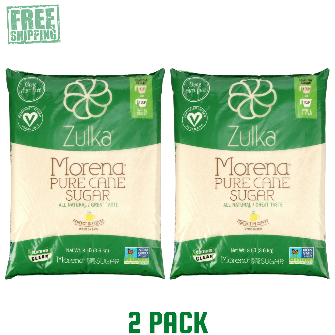 Zulka Pure Cane Sugar, 8 lb, Vegan & Plant Based and Non GMO.Best