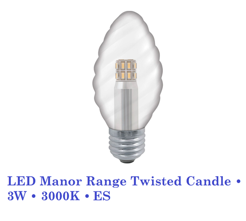 Twisted Candle LED Lamp BC.ES,SBC,SES Crompton 3W, Manor House Non-Dimmable - Picture 4 of 9