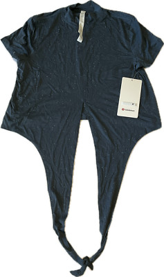 Lululemon Time To Restore Moc Neck Short Sleeve T Shirt Womens Size 4 Blue White