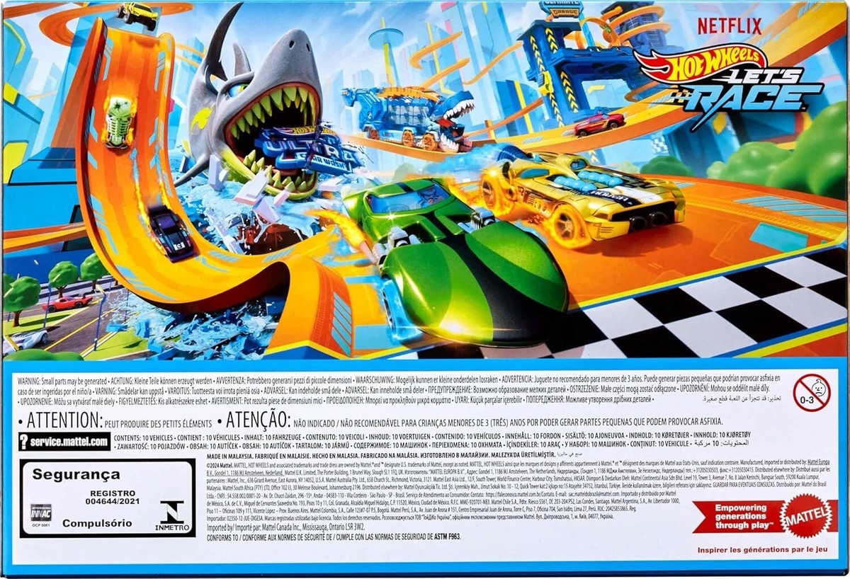 Hot Wheels Let’s Race 10-Pack – 1:64 Die-Cast Cars Trucks